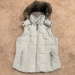 Eddie Bauer Yukon Women's Hooded EB550 Down Puffer Vest Size Small Faux Fur Trim